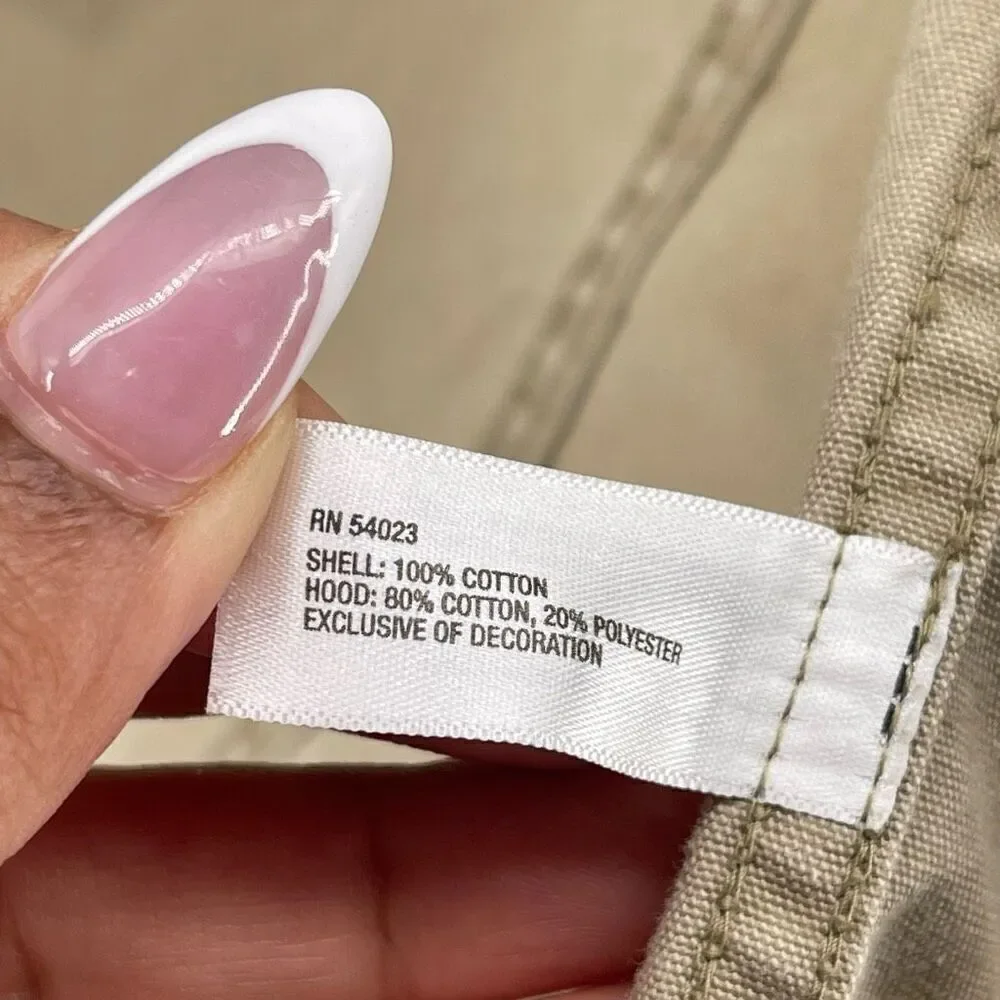 GAP Kids Boy’s Khaki Beige Embroidered Utility Cotton Full Zip Hooded Jacket 8